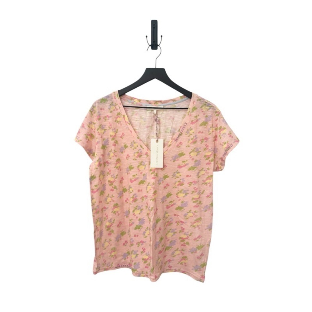 NEW LOVESHACKFANCY Huxley V-Neck Tee in Pastel Rainbows